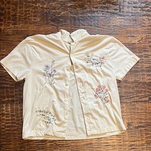 Floral Embroidered Button-Up Shirt